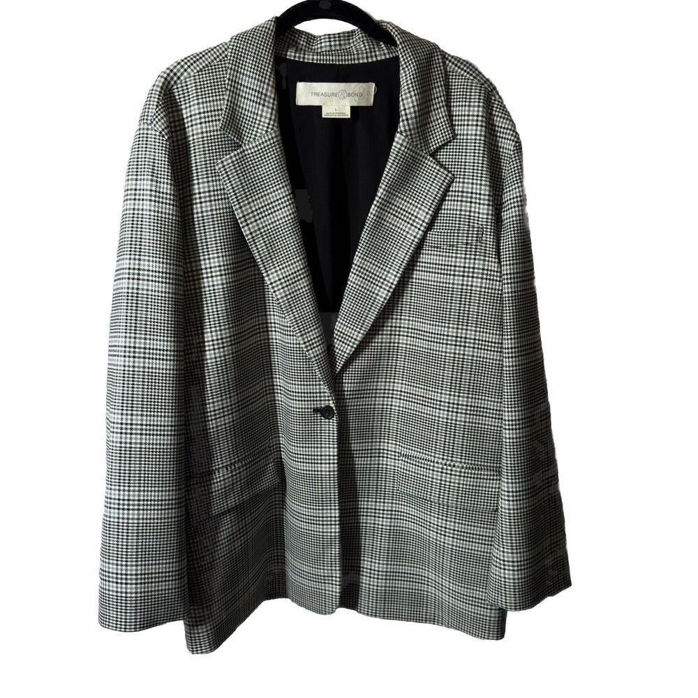 Treasure And Bond Plaid Two Button Blazer Oversized Size L Nordstrom